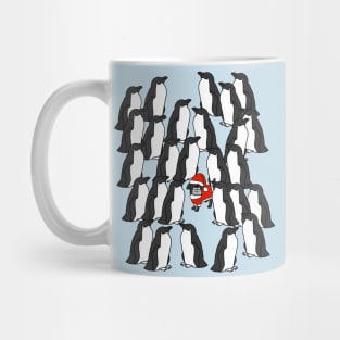 Christmas Santa Dog likes Birds and Penguins Mug